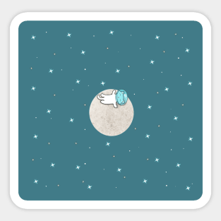 Cool Cat On A Moon Pattern Sticker